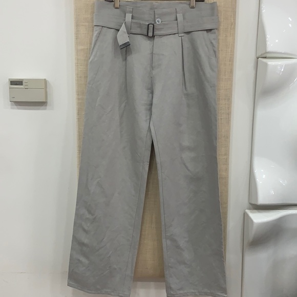 Bottega belt cotton & hemp summer pants